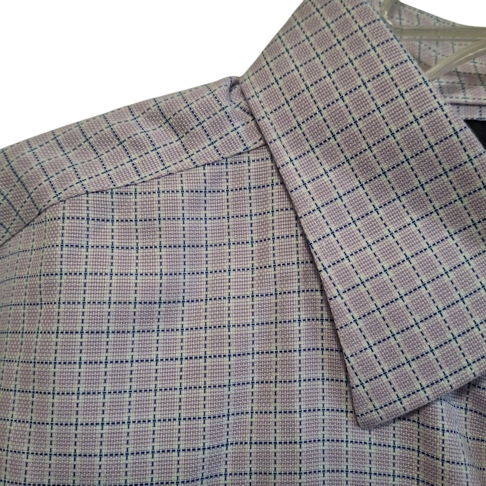 Hart Schaffner Marx Men's 17 - 34 Shirt Long‎ Sleeve Pima Cotton Purple Plaid